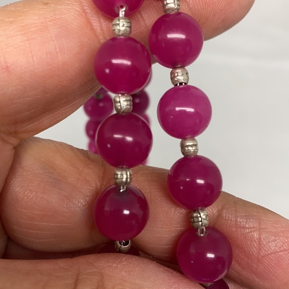 Stunning magenta Jadite and sterling set